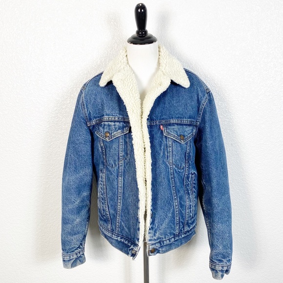 Levi's Blue Denim Jacket with White Sherpa Lining - Picture 1 of 14
